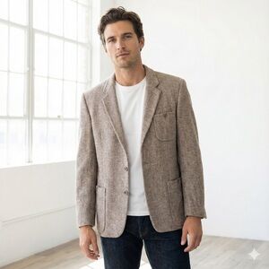 Vintage Guy Laroche Monsieur Paris tan wool tweed blazer - 40 Regular (40R)